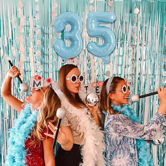 TONIFUL Balloons 16 Inch Light Blue 0-9 Number Mylar Foil Balloons 10 Pcs Custom digitalal Balloons for 2026 New Year Eve Birthday Party Engagement Graduations Anniversary Baby Shower