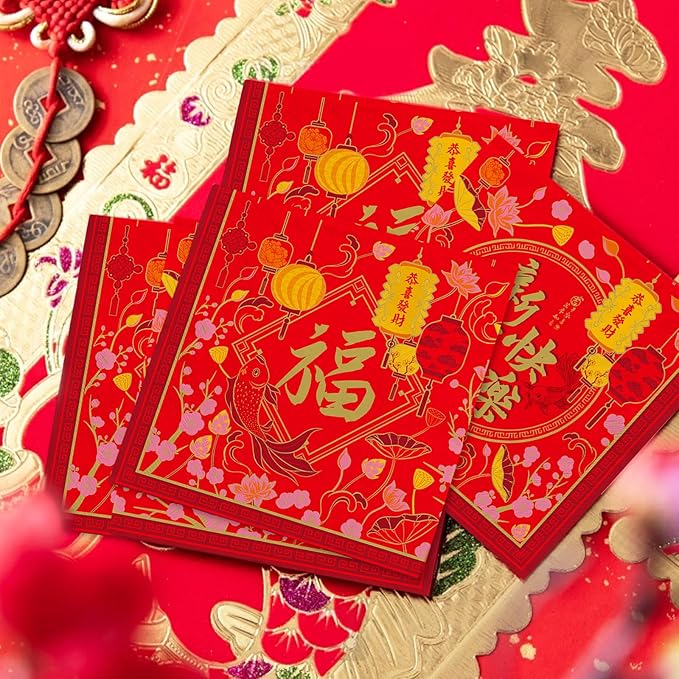 Gatherfun chinese new year Party Supplies Disposable Napkins chinese new year Paper Napkins for Birthday Party Decorations 3-Ply 50 Pack