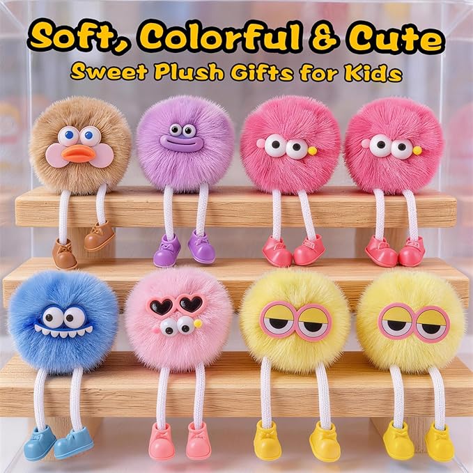 Valentines Day Gifts for Kids - 24 Pack Pre-filled Plush Toys Keychains with Valentine's Gift Cards for School classroom Class - Valentine Party Favors for Kids Boy Girls Toddlers