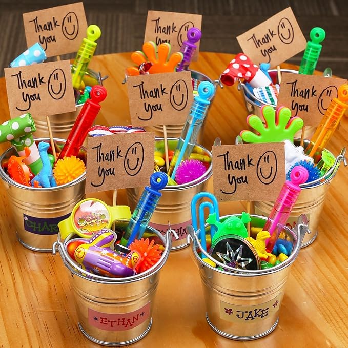 Goodie Bags Stuffers for Kids Party, 32 Pack Mini Neon Bubble Wands for Party Favors Supplies in Gift Box, Classroom School Reward, and Pinata Filler Toys, Birthday Decorations, Small Halloween Treats