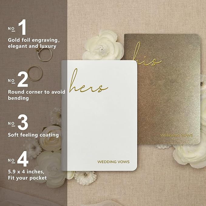 WeddingGiftsWedding Vow Books His and Hers, Wedding Vow Books with Soft Touch Gold Foil Engraving, Wedding Essentials, Wedding Accessories