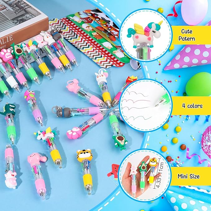 Party Favors for Kids, Birthday Goodie Bags with Multicolor Pen Mini Notebooks Return Gifts for Classroom Students Class Rewards Prizes