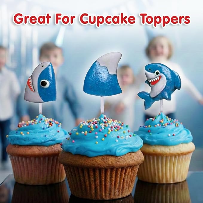 Shark Lollipops Bulk 24 Pack – Shark Shaped Candy Suckers Individually Wrapped – Baby Shark Theme – Ocean Under the Sea Party Favors – Birthday Treats for Kids Goodie Bags