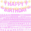 175Pcs DIY Custom Letter Banner Glitter Customizable Banner Kit 0-9 Numbers DIY Girls Happy Birthday Letters Personalized Banners for Wedding Birthday Party Decorations Supplies(Dazzling Light Pink)