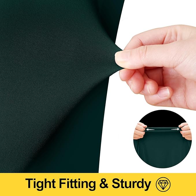Smiry Spandex Tablecloth 2 Pack, Elastic Fitted Stretch Tablecloth for 8FT Rectangle Tables, Waterproof Washable Table Cover Skirt for Wedding, Banquet & Parties (Hunter Green, 96Lx30Wx30H Inch)