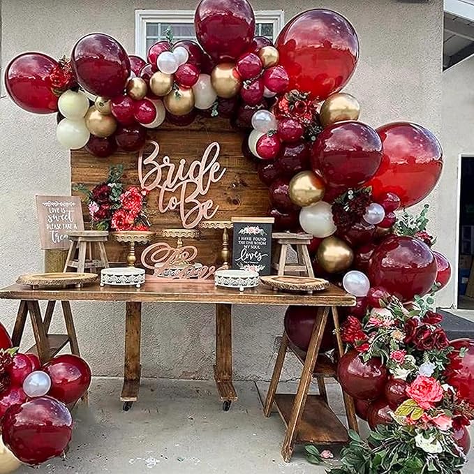 PartyWoo Burgundy Balloons 140 pcs Different Sizes of 18 12 10 5 Inch Dark Chestnut Red Maroon Balloon Arch Kit Garland for Birthday Graduation Anniversary Cherry Casino Party Decorations Red-Y62