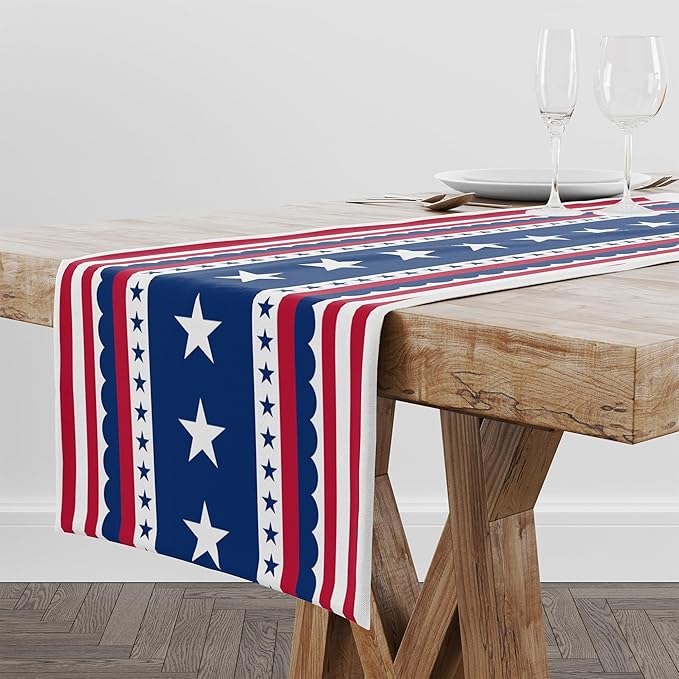 OHOME 4th of July Decorations - Patriotic USA Stars Table Runner for Home | Memorial Day Decorations - 250 America Anniversary Fourth of July Accessories Decor Party Supplies Indoor Outdoor