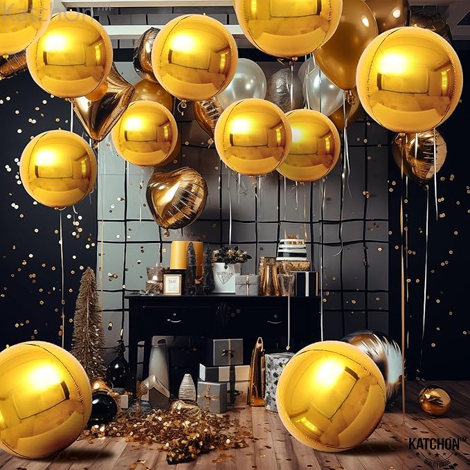 KatchOn, Large Gold Foil Balloons - 22 Inch, Pack of 12 | Gold Balloons for Graduation Decorations 2026 | Mylar Balloons for Anniversary, Wedding, Golden Birthday Party Decorations
