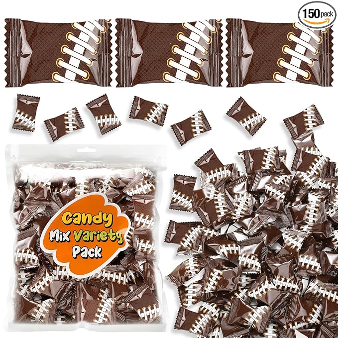 Naucoos Football Sports Candy, 26.5 oz. Bag - 150 Sports Candy for Team Gifts Party Supplies - Team Treats for Football Goodie Bags Stuffer, Individually Wrapped