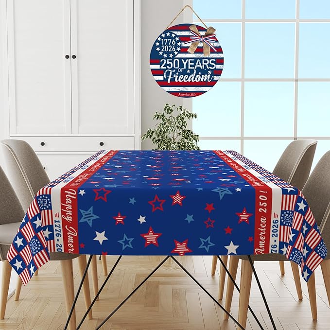 3 Pack America 250 Tablecloths Plastic America 250 Decorations 4th of July Table Covers for 2026 America’s 250th Anniversary Party Disposable Tablecloths