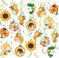 Bumble Bee Hanging Swirl Decorations, 48Pcs Bee Party Swirls Ceiling Streamers for Spring Summer Themed Party Supplies