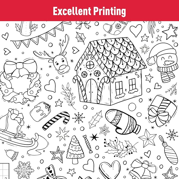 GWHOLE Christmas Coloring Tablecloth, Christmas Crafts for Kids 40 x 28 Inch Coloring Poster Table Cloth for Kids Eve Party Suplies