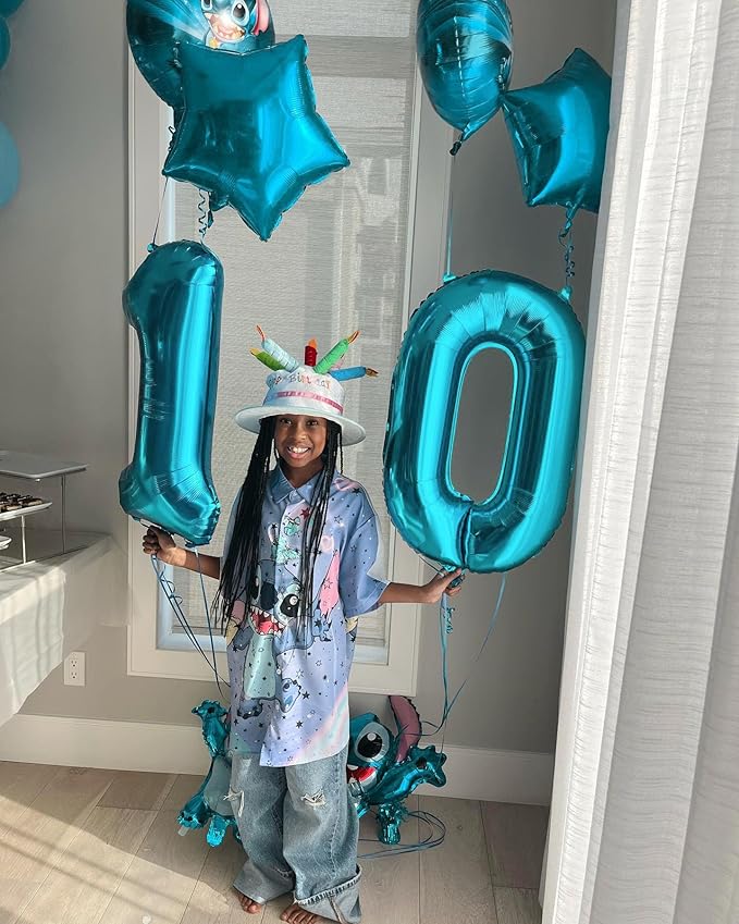 40 Inch Blue 1 Balloon for First Birthday, 1st Number Balloons Birthday Decorations for Girl Boy Kids Toddler Baby, One Giant Number 1 Balloon