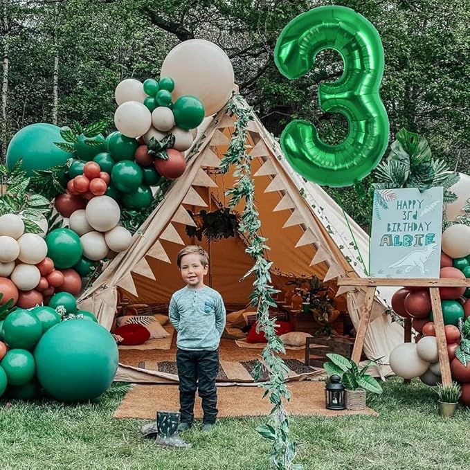 TONIFUL 40 Inch Dark Green Large Numbers Balloon 0-9 Birthday Party Decorations,Foil Mylar Big Number 3 Balloon Digital 3 for Birthday Party,Wedding, Bridal Shower Engagement Photo Shoot, Anniversary