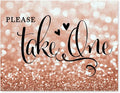 Andaz Press Wedding Party Signs, Glitzy Rose Gold Glitter, 8.5x11-inch, Please Take One, 1-Pack, Bokeh Colored Party Supplies