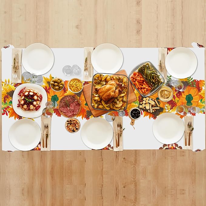 OHOME 3 Pack Thanksgiving Tablecloth Disposable - Fall Thanksgiving Party Supplies for Thanksgiving Table Decor | Friendsgiving Party Decorations | Thanksgiving Decorations 54" x 108"