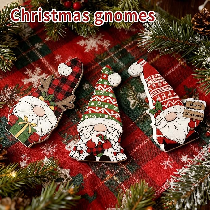 3Pcs Christmas Gnomes Decorations Indoor Christmas Table Decor Wooden Gnomes for for Home,Fireplace Mantel,Shelf,Office Desk,Party Decor-Xmas Holiday Decorations