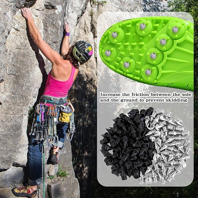 1/4 Inch Track Spikes, Stainless Steel Track and Cross Country Spikes with Spike Wrench, Replacement Spikes for Sprint Sports Short Running Climbing Track Shoes