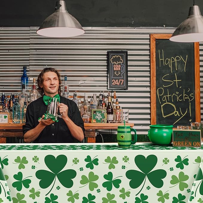OHOME 2 Pack St Patricks Day Decorations - St Patrick's Day Tablecloth | St Patricks Day Accessories - St Patty's Day Accessories | Shamrock Decorations - St. Patrick's Day Decor Party Favors