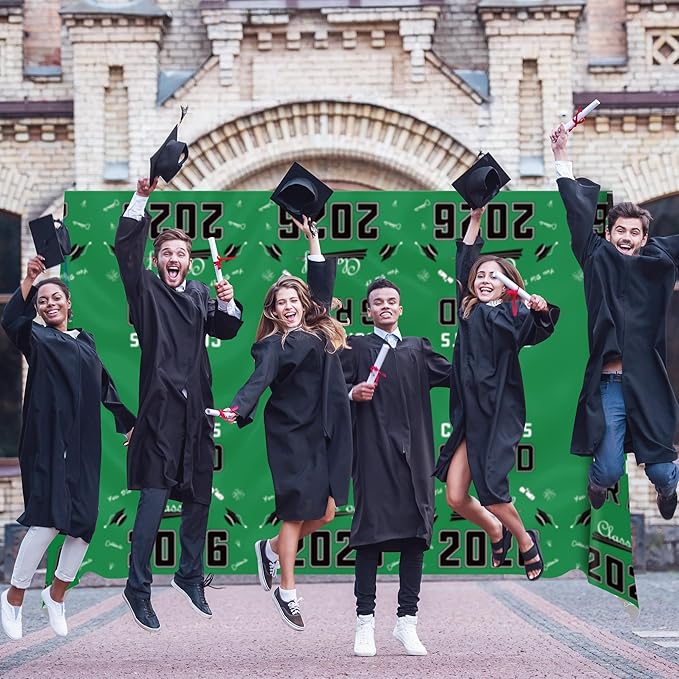 OHOME Class of 2026 Decorations - Graduation Party Decorations 2026 - Disposable Plastic Green Tablecloth for Class of 2026 Decorations Party Favors Supplies Banner,54" X 108",2 Pack