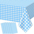 6pcs 54X108inch Light Blue Checkered Tablecloth,Blue Gingham Tablecloths Buffalo Plaid Disposable Plastic Table Covers for Birthday Baby Shower Bridal Wedding Party Birthday Decorations