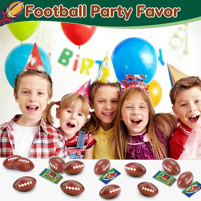 24 Pack Footballs Stress Balls Sport Party Favors for Kids 4-8 8-12 Bulk Foam Football Decorations Goodie Bag Stuffers Easter Basket Fillers Classroom Prizes Boys Footballs Birthday Party Suppliers