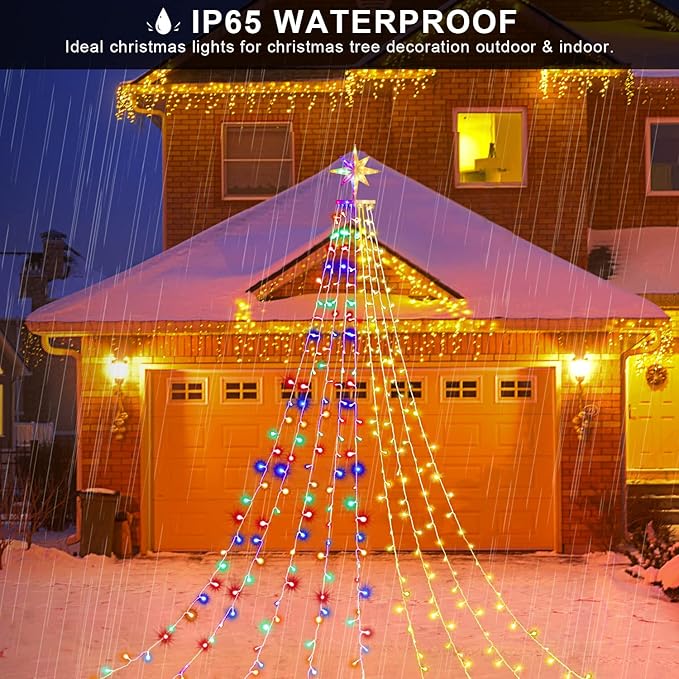 PUHONG Color Changing Christmas Lights, Outdoor Dipper Star String Lights,16.4Ft 320 LED Christmas Decoration [11 Modes & Waterproof] for Halloween Christmas New Year Holiday(Warm White & Multicolor)