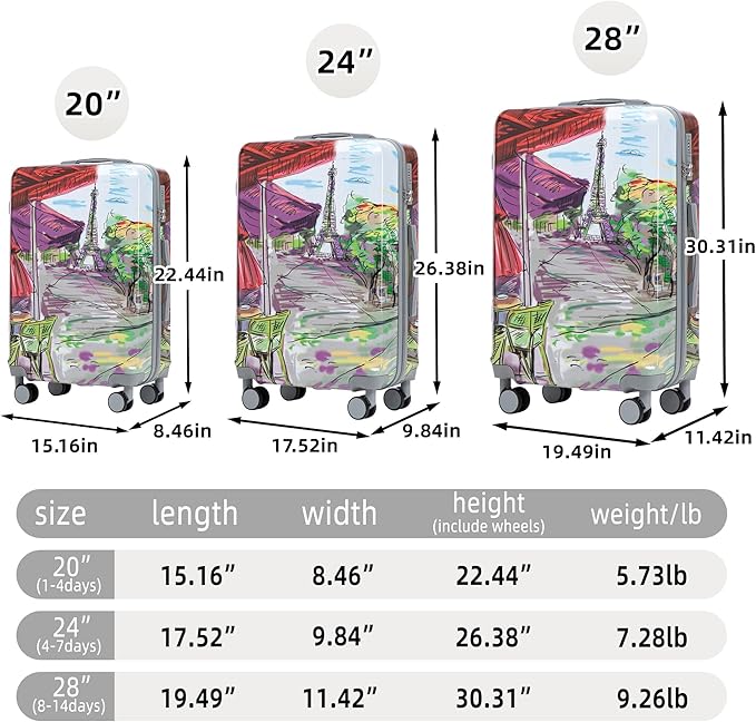 Hardshell Luggage Sets, Lightweight Wave Suitcases with Spinner Wheels, Coffee Tower