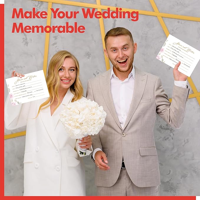55PCS Advice and Wishes for the Mr and Mrs Cards, Double-Sided Wedding Advice Cards for New Couples Wedding Reception Decorations/Bridal Shower Party for Bride and Groom, Newlyweds