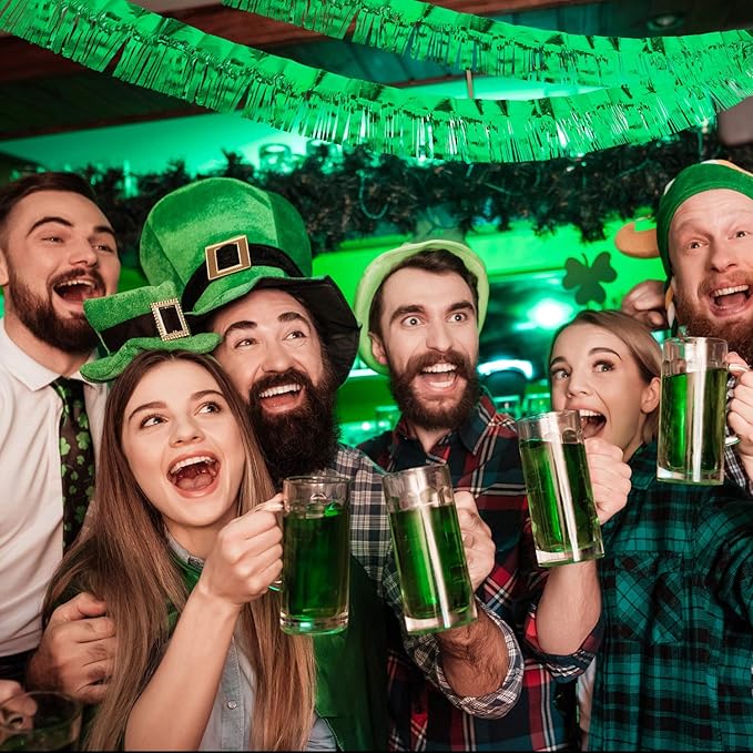 WILLBOND 4 Packs 40 Feet Fringe Garland Foil Fringe Garland Metallic Tinsel Foil St. Patrick's Day Hanging Banner for Wedding Birthday Parties Holiday Decorations Graduation