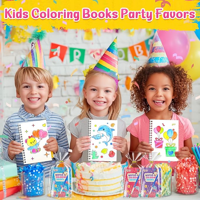 FEREDO KIDS Coloring Books Party Favors for Kids - 24 Pack Mini Water Coloring Books Paint Sets for Kids, Goodie Bags Stuffers Students Classroom Gifts Bulk, Easter Basket Stuffers Bulk