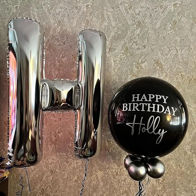 Silver Letter H Balloons 40 inch Large Alphabet H Balloons Silver Helium Foil Letter Balloon Banner for Birthday Party Anniversary Wedding Decoration