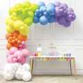 HOUSE OF PARTY Pastel Rainbow Balloons-140 Pcs, Pastel Color Balloons | Pastel Balloon Garland with Pink, Yellow, Orange, Green & White Balloons Perfect for valentines Decor & Graduation Party