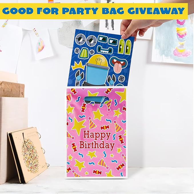 JOYIN 24 Sheets 9"x6" Make a face Stickers for Kids, Make Your Own Robot Stickers, Party Favors Kids Crafts, Goodie Bags Stuffers Classroom Activities