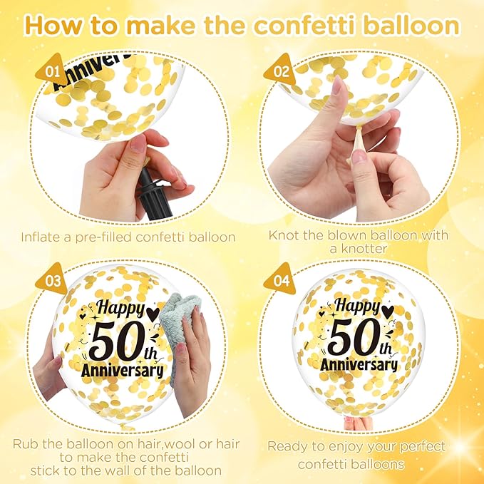 50th Anniversary Balloons 18Pcs Black Gold 50th Anniversary Party Decorations for Women Men Black Gold 12Inch Happy 50 Latex Confetti Balloons for Indoor Outdoor Party Supplies