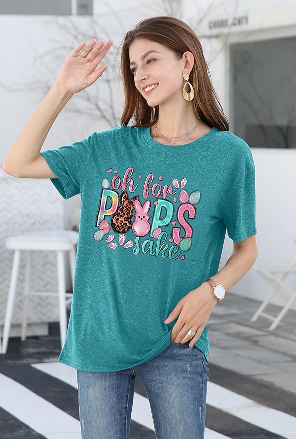 LAZYCHILD Women Easter Teacher Shirts: Funny Treat All with Kindness T-Shirt Bunny Rabbit Tee Tops