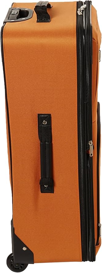 Rockland Fashion Softside 4 Piece Luggage Set, Expandable, (14" Tote/19"/24"/28"), Orange