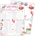 6"X8" Who Knows The Birthday Girl Best - Watercolor Slumber Accessories - Funny Double-Sided 3-in-1 Game Card Set For Girls Birthday Party, Sleepover Party Activities, Favor & Supplies (20Pcs)- A08