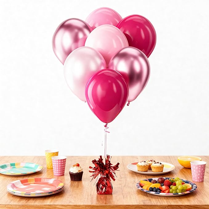 Aluminum Foil Balloon Weights for Parties (6 pcs) - 0.31lb (140g) Each - Premium Balloon Anchors for Birthday, Wedding, Dinner, Indoor & Outdoor Decorations(Red 6pcs)