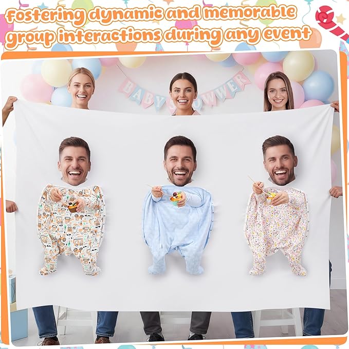 Baby Shower Games Party Favors Feed Me Baby Shower Games for Funny Bridal Party Activities for Gender Reveal Boy Girl Banner Backdrop Background Decoration Photo Props, Fit 3 Peple