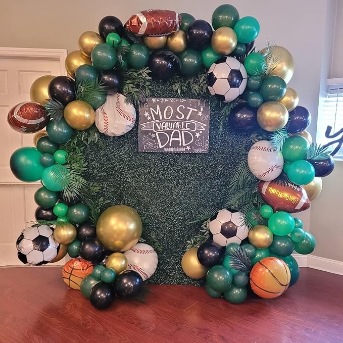 Green and Gold Balloon Arch Garland Kit, Metallic Gold and Latex Dark Green Balloons Different Sizes 18/12/10/5 inch for Wedding Birthday Graduation Anniversary Jungle Safari Themed Party Decorations
