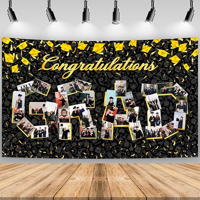 Large Graduation Photo Banner Decorations 72x44 Inch,Graduate Banner for Class of 2026 Ceremony Congratulations Grad School DIY Prom Favors Party Supplies, Picture Backdrop Sign Photography Background