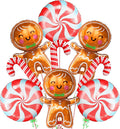 KatchOn, Gingerbread Balloons and Candy Cane Balloon - 32 Inch, Pack of 9 | Christmas Balloons for Gingerbread Christmas Decorations Indoor