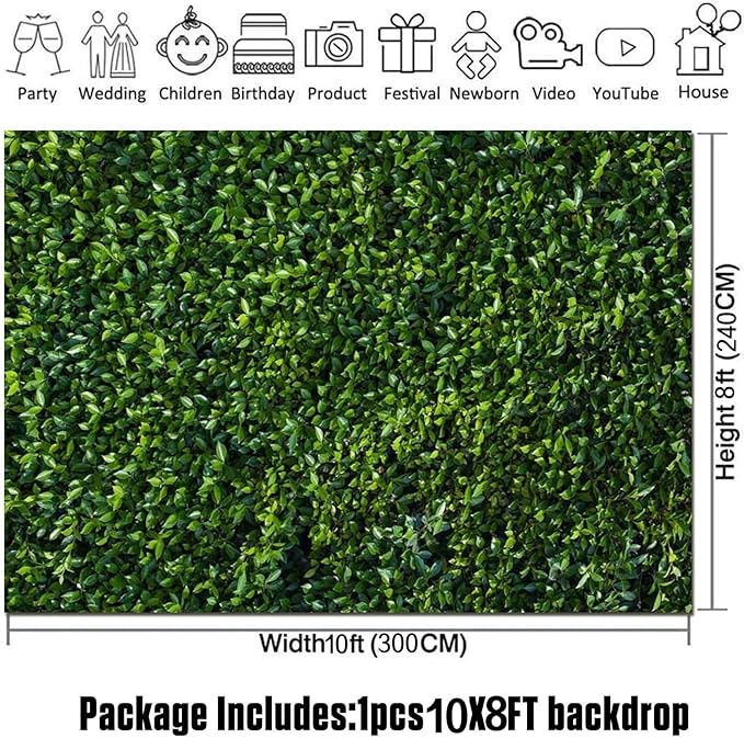 Nature Spring 3D Green Leaves Theme Photo Background Wedding Birthday Party Newborn Baby Shower Photography Backdrops Zoo Decor Shoot Props Bannner (10X8 FT)
