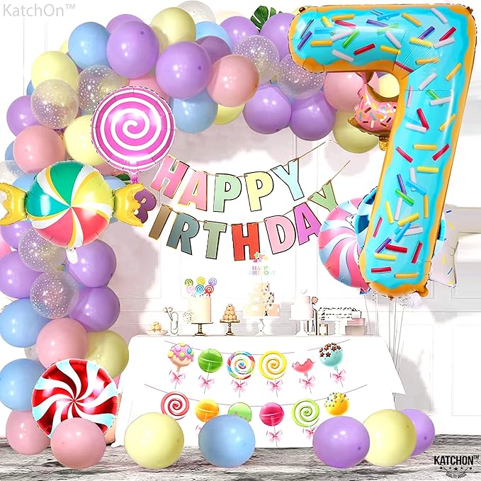 KatchOn, Giant Donut Number 7 Balloon - 40 Inch | 7 Birthday Balloon for Party Decorations | 7 Balloon Number | Donut Balloons for Bdy Party | Seven Balloon for Birthday Decorations