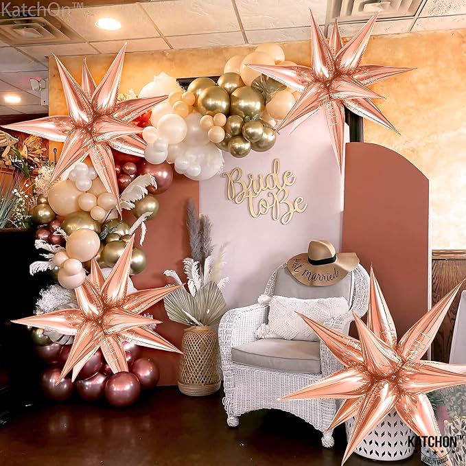 KatchOn, Huge Rose Gold Starburst Balloons - 26 Inch | Star Balloon, Rose Gold Party Decorations | Spike Balloon for Mylar Balloons Decoration | Graduation Decorations 2025