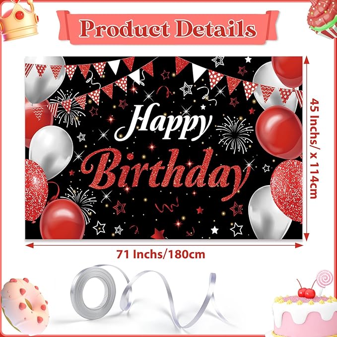 Happy Birthday Banner - Decorations for Men Women Party Welcome Background Sign, Indoor Outdoor