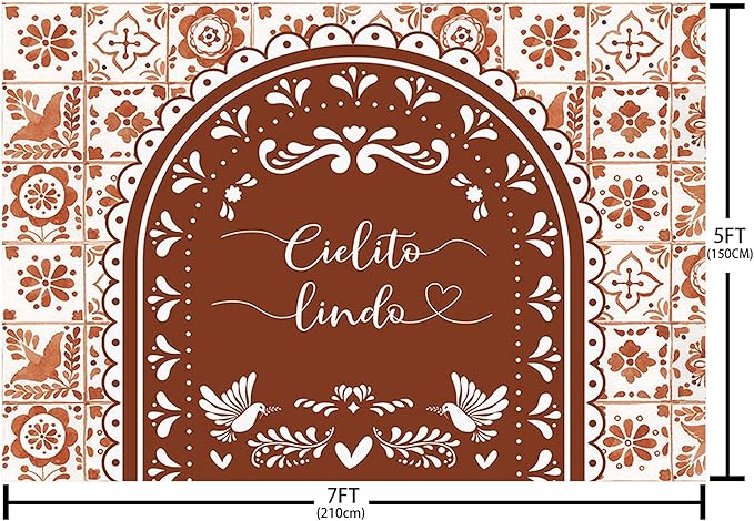 MEHOFOND 7x5ft Cielito Lindo Baby Shower Backdrop Brown Arch Cielito Lindo Baby Shower Party Decorations Banner Mexican Wedding Birthday Fiesta Party Decor Photography Background Supplies