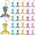 CiciBear 25 Pack Mermaid Tail Sequin Keychains for Ocean Themed Party Favors, Kids and Adults Birthday Gift, Baby Shower,Mermaid Party, 5 Colors