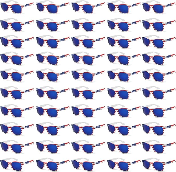 YQVIE Bulk American Flag Sunglasses for Adult Retro Independence Day Glasses UV400 Protection